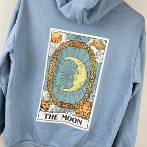 Social Scene Moon Tarot‎ Card Hoodie Sweatshirt Womens M Blue Graphic Pullover